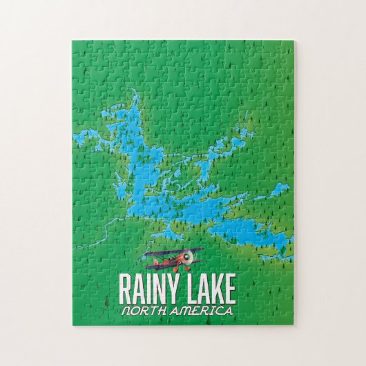 Puzzle Carte du lac Rainy North American (Vertical)
