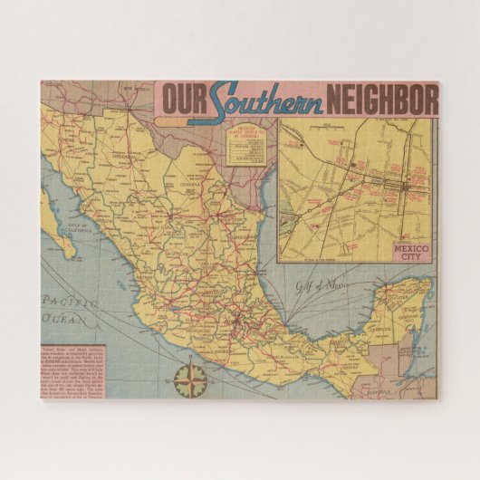 Puzzle Carte du Mexique - "Notre voisin du sud" (Horizontal)