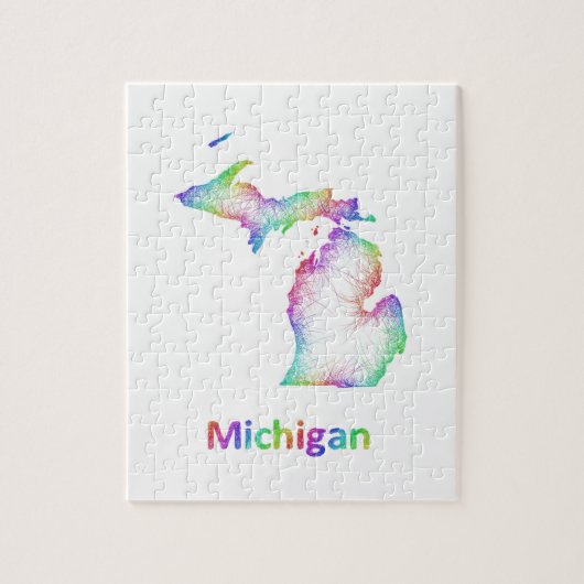 Puzzle Carte du Michigan d'arc-en-ciel (Vertical)