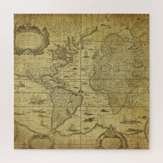 Puzzle Carte du monde 1635 : Style Vintage (Vertical)