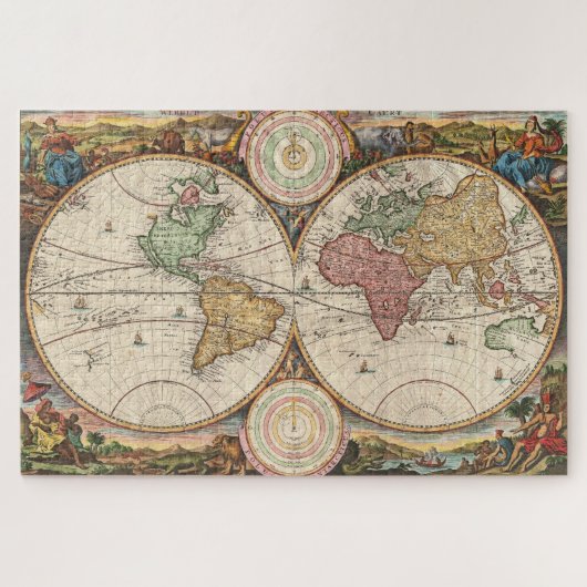 Puzzle Carte du monde antique en deux hémisphères (Horizontal)
