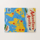 Puzzle Carte du monde avec épingles et points de repère (Horizontal)