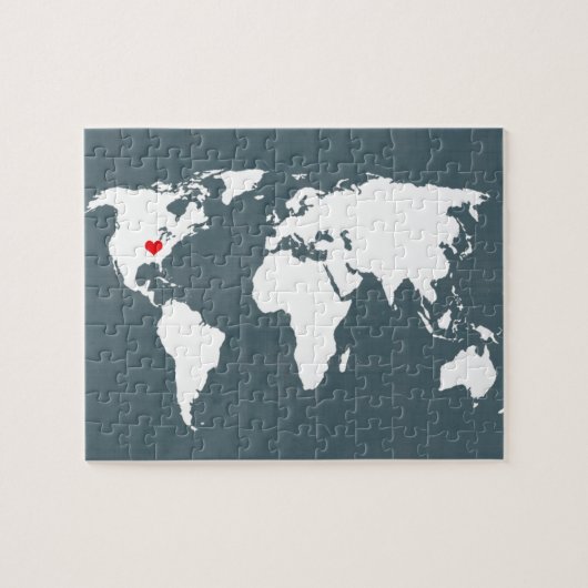 Puzzle Carte du monde. bleu et blanc (Horizontal)