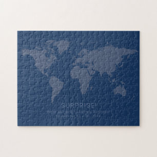Puzzle Carte du monde bleu foncé Solide Message secret S