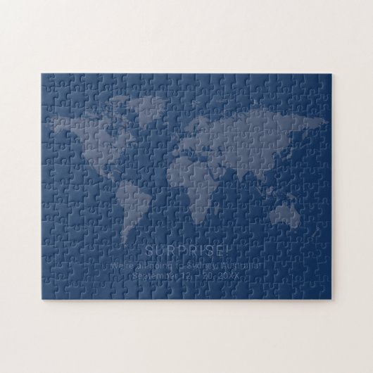 Puzzle Carte du monde bleu foncé Solide Message secret Su (Horizontal)
