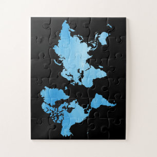 Puzzle Carte du monde bleue minimale Art à l'aquarelle