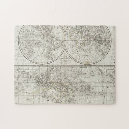 Puzzle Carte du monde dans deux hémisphères (Horizontal)