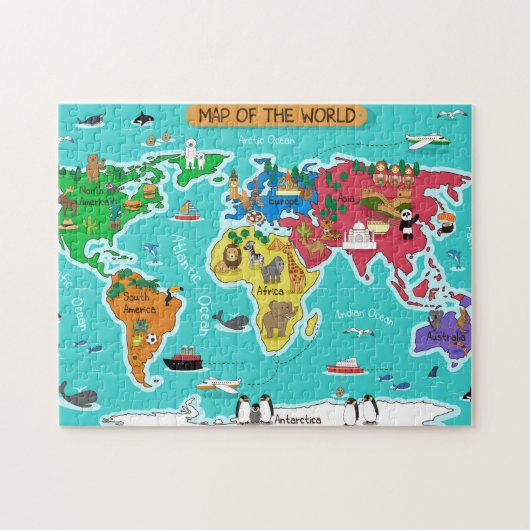Puzzle Carte du monde dans le style de bande dessinée (Horizontal)