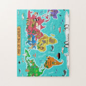 Puzzle Carte du monde dans le style de bande dessinée (Vertical)