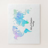 Puzzle Carte du monde de l'aquarelle Idée du livre d'hôte (Vertical)