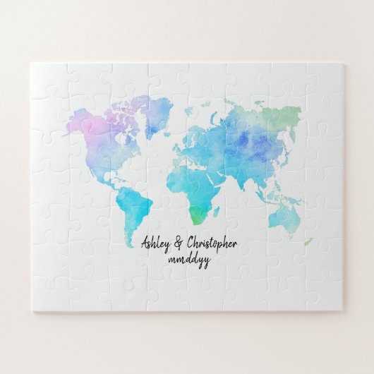Puzzle Carte du monde de l'aquarelle Idée du livre d'hôte (Horizontal)