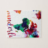 Puzzle Carte du monde d'envie de voyager d'aquarelle (Horizontal)