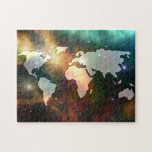 Puzzle Carte du monde Galaxy Stars Photo (Horizontal)