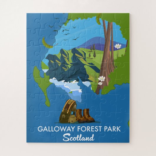 Puzzle carte du parc forestier de Galloway Écosse (Vertical)