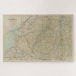 Puzzle Carte ferroviaire vintage des montagnes Adirondack