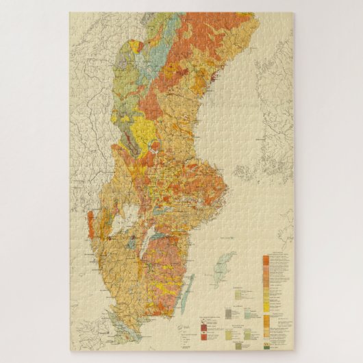 Puzzle Carte géologique Vintage de la Suède (1910) (Vertical)