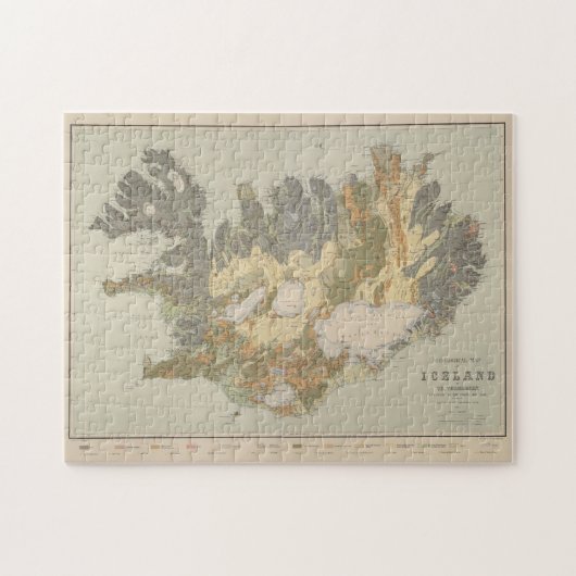 Puzzle Carte géologique Vintage de l'Islande (1901) (Horizontal)