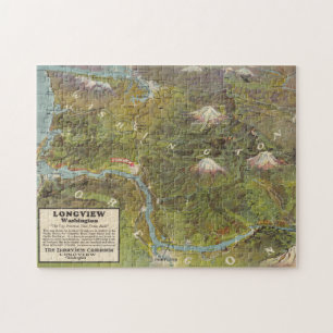Puzzle Carte graphique Vintage de Washington et de l'Oreg