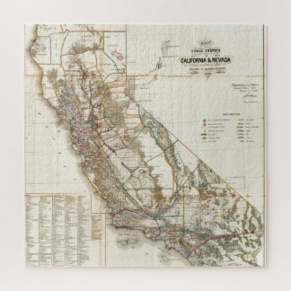 Puzzle Carte historique Vintage California Nevada USA