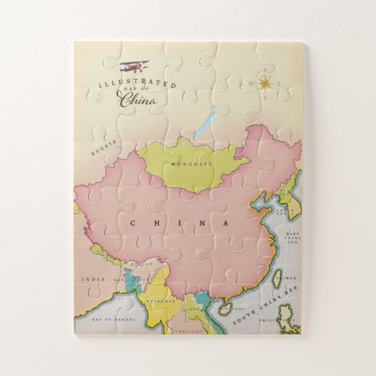 Puzzle Carte illustrée de Chine (Vertical)