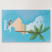 Puzzle Carte illustrée de Chios Grèce. (Horizontal)