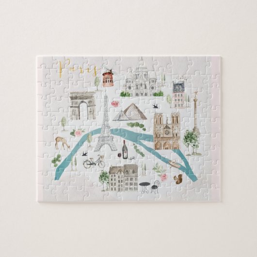 Puzzle Carte illustrée de l'affiche de Paris (Horizontal)