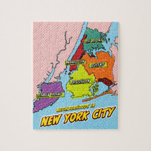 Puzzle Carte illustrée de New York dans le style Pop Art