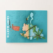Puzzle Carte illustrée de Saint-Martin. (Horizontal)
