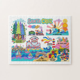 Puzzle Carte illustrée de Santa Cruz avec promenade en pl