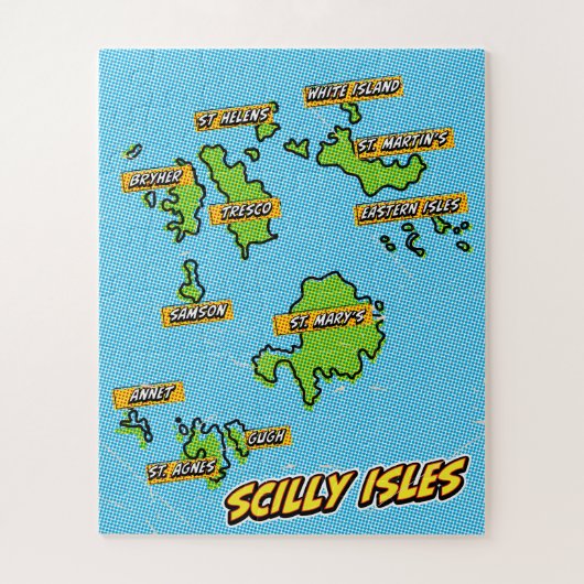 Puzzle Carte illustrée des îles Scilly dans le style Pop  (Vertical)