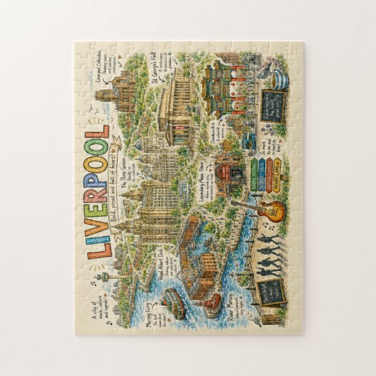 Puzzle Carte illustrée des monuments et de la musique de (Vertical)