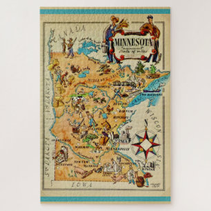 Puzzle Carte illustrée du Minnesota 20x30