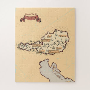 Puzzle Carte illustrée vintage d'Autriche