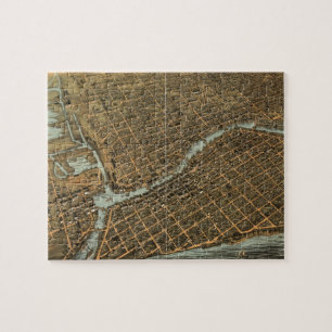 Puzzle Carte imagée vintage de Milwaukee (1872)