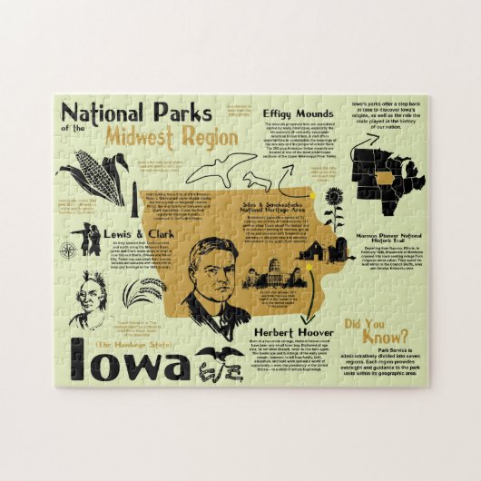 Puzzle Carte Infographique Des Parcs Nationaux De L'Iowa (Horizontal)