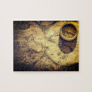 Puzzle Carte marine antique et boussole