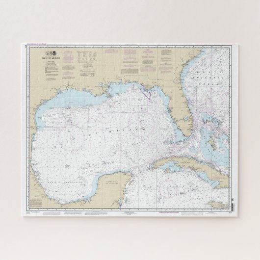 Puzzle Carte marine authentique du golfe du Mexique (Horizontal)