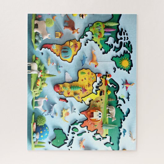 Puzzle Carte mondiale pour les enfants Puzle (Vertical)