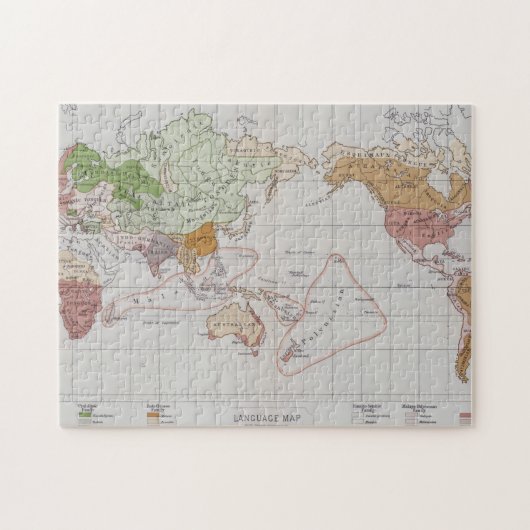 Puzzle Carte montrant les langues du monde (Horizontal)