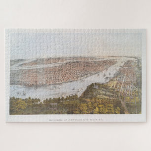 Puzzle Carte picturale Vintage de New York (1866)