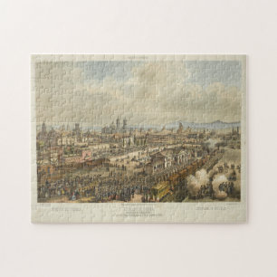 Puzzle Carte picturale Vintage de Puebla Mexico (1869)