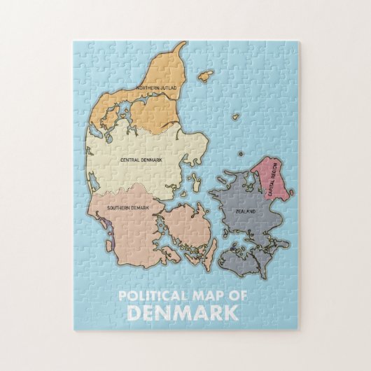 Puzzle Carte politique du Danemark (Vertical)