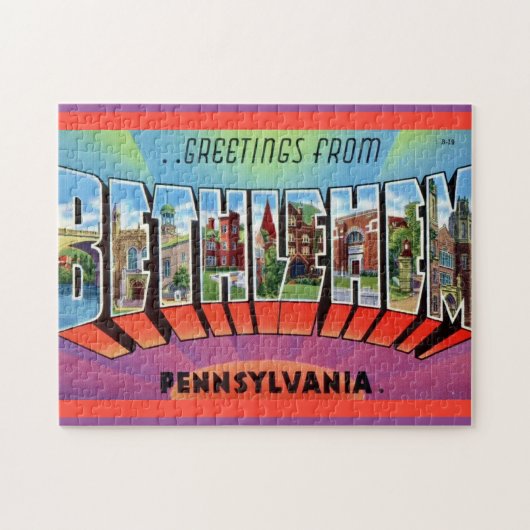 Puzzle Carte postale de Bethlehem PA 11x14 (Horizontal)