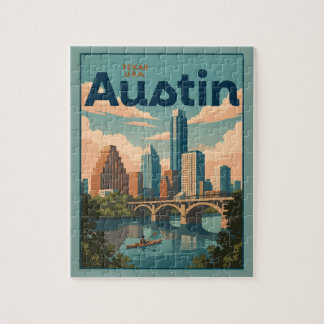 Puzzle Carte postale de la skyline de Austin Texas au bor