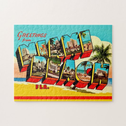 Puzzle Carte postale de Miami Beach 11x14 (Horizontal)