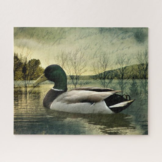 Puzzle Carte postale Patinée vintage Mallard Duck (Horizontal)