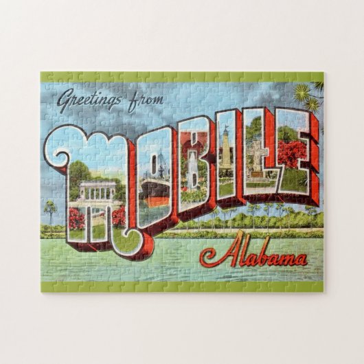 Puzzle Carte postale rétro de Mobile Alabama (Horizontal)