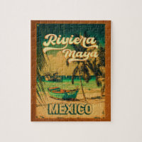 Carte postale Riviera Maya Palm Tree Vintage voyag