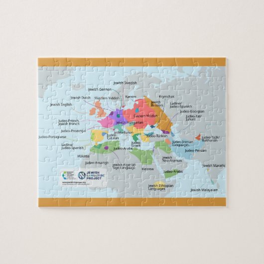Puzzle Carte recadrée des langues juives (Horizontal)