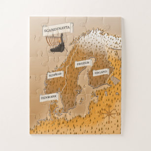 Puzzle Carte sépia de Scandinave